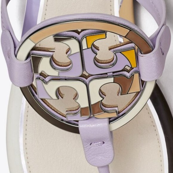 Tory Burch $258 MILLER ENAMEL LOGO SANDAL Spring Lavender Lilac - Picture 6 of 9